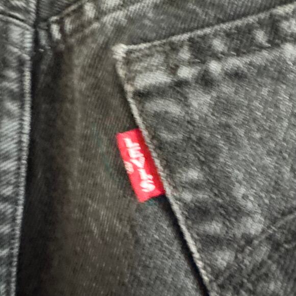 New Levi's 501 Spliced Jeans Black Button Fly High Waist Fringe Hem Sz 28 - Picture 3 of 10